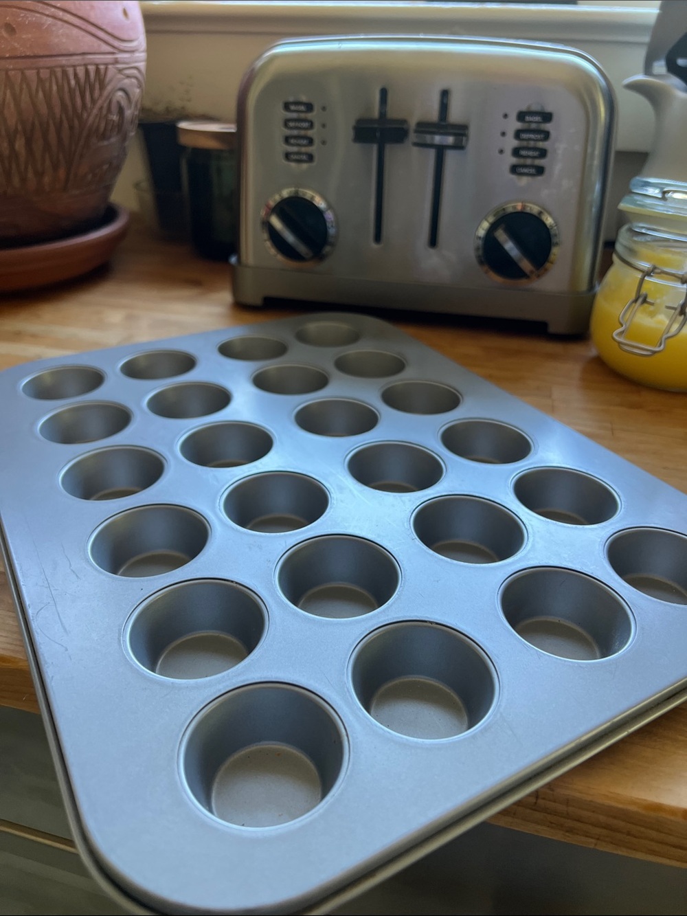 Non-Brand 24-Cup Mini Muffin Tin Pan in Silver Gray